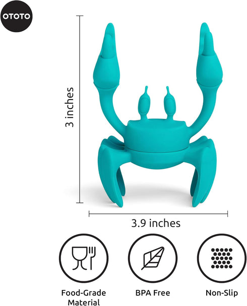 OTOTO Aqua the Crab Silicone Utensil Rest - Kitchen Gifts, Silicone Spoon Rest for Stove Top - Heat-Resistant Kitchen and Grill Utensil Holder - Non-Slip Spoon Holder Stove Organizer, Steam Releaser