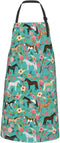 Floral Horse Print Waterproof Apron, Adjustable Neck Bib with 2 Pockets for Cooking Kitchen Gift
