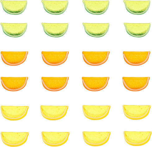 24PCS CCINEE Artificial Lemon Blocks,Realistic Fake Lemon Lime Wedge Block Fruit Decor for Home Kitchen Decoration