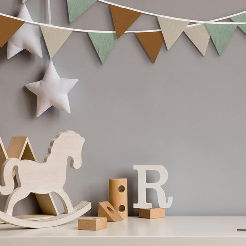 2 7.75 Oudain Pcs Pennant Banner Flags Nursery Garland Triangle Bunting Flags Playroom Wall Decor Banner for Nursery