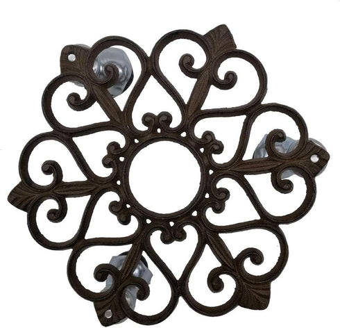 Comfy Hour 10" Heavy Duty Cast Iron Rolling Plant Stand, Heart Shaped