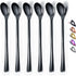 Black Long Handle Spoon, Coffee Stirrers, Premium Stainless Steel Ice Tea Spoons, Ice Cream Spoon, Cocktail Stirring