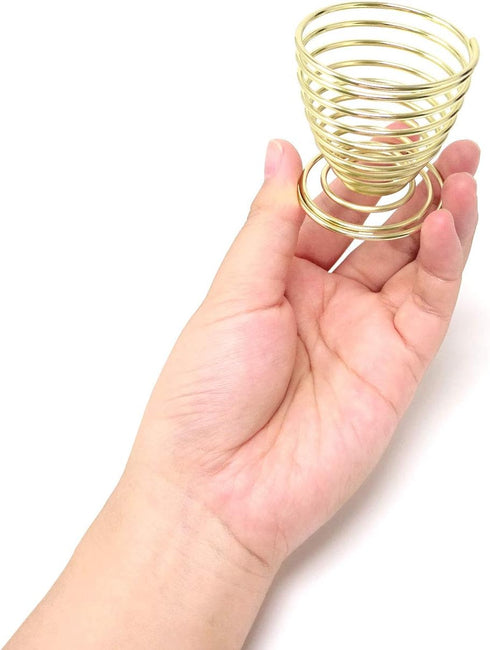 Honbay 4PCS Stainless Steel Spring Wire Tray Egg Cups Holder Serving Cup Egg Tray for Egg (gold)