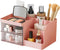 Makeup Storage Organizer with 2 Drawers, Cosmetic Display Case for Skin Care, Hair Accessories, Pink