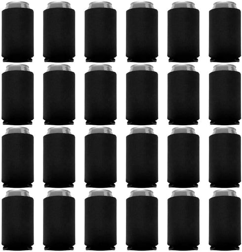 Can Cooler Sleeves Blank Poly Foam - Collapsible DIY Customizable for Parties, Weddings, Bulk (50, Black)