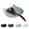 Ceramic Spoon Rest for Kitchen Counter, 5.12 Inches Cute Cat Utensil Holder for Stove Top (Light Gray)