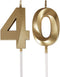 Bailym Gold Number 40 Birthday Candles - Cake Topper for 40th Birthday Decorations Party