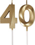 Bailym Gold Number 40 Birthday Candles - Cake Topper for 40th Birthday Decorations Party