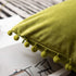DEZENE Couch Pillow Cases 12x20 Chartreuse: 2 Pack Soft Pom-poms Velvet Rectangular Throw Pillow Covers