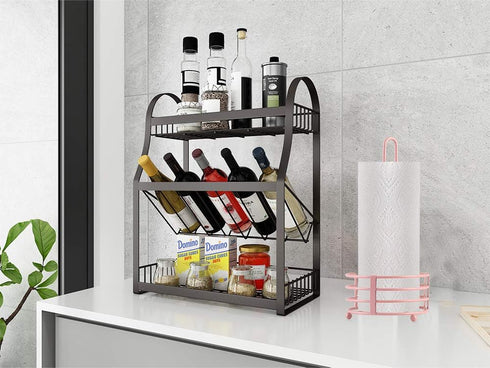 Countertop, Buruis Paper Towel Holder for Metal Standing Paper Towel Dispenser with U-Shape Handle and Stable Base