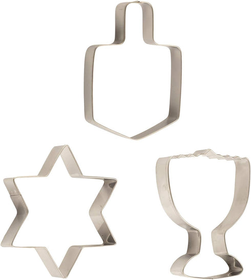 Set 3 Rite Lite of Chanukah Cookie Cutters Sheets - Dreidel, Menorah, Star of David Design, Jewish New Year Holiday