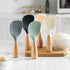 MAGICLULU Silicone Rice Spoon, Kitchen Utensils, Wooden Rice Paddle, Reusable Rice Serving Spoon