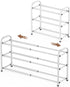 Gonfoam 3-Tier Expandable Shoe Rack,Adjustable Shoe Shelf Storage Organizer Heavy Duty Metal