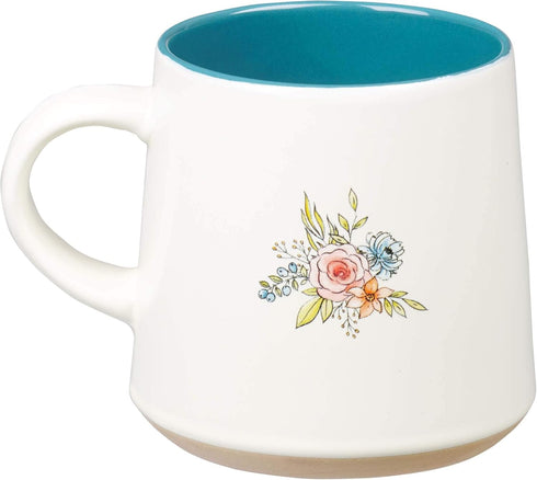 WITH LOVE My Favorite People Call Me Grandma Ceramic Coffee Mug, Floral Peach & Ivory, 14oz