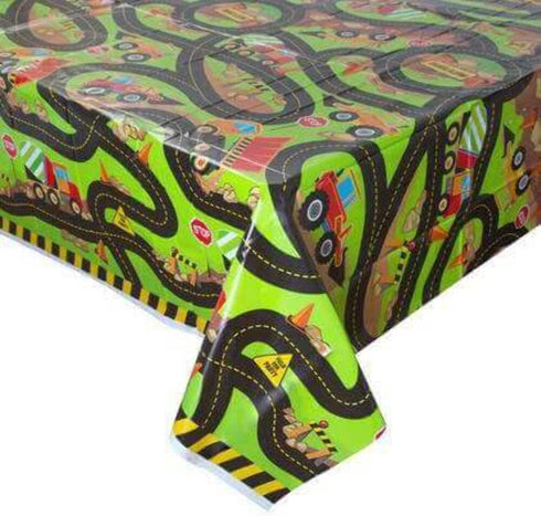 Multicolored Construction Party Rectangular Plastic Table Cover, 54" x 84" (1 Count) for Kids' Birthdays