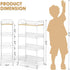 4-Tier TOOLF Rolling Cart, Metal Utility Cart, Slide Out Storage Cart with Wooden Tabletop and Mesh Baskets, Easy