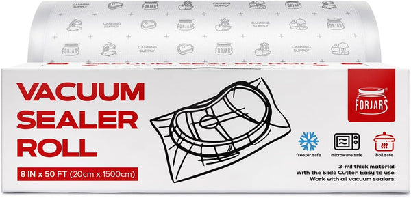 FORJAR Vacuum Sealer Bags Rolls, Airtight Food Storage and Sous Vide Cooking - Ideal for Home and Commercial Use