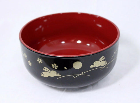 JapanBargain 2943 Soup Bowls, Japanese Plastic Cereal Rice Bowls, Bunny and Moon Pattern, 5-inch, 4 Pack