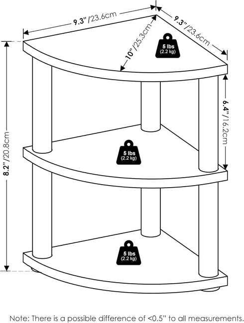 Countertop 3-Tier Countertop Furinno Turn-N-Tube Kitchen Organizer, Corner Organizer Shelf, Corner Shelf, for Kitchen