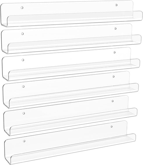 upsimples 6 Pack Clear Acrylic Shelves, 1.7" x12" Clear Wall Shelves for
