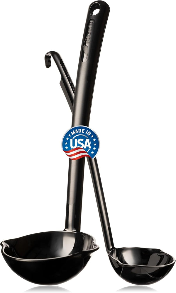 Soup and Sauce Ladle Set of 2, Durable Heat-Resistant Kitchen Utensils, Made in USA, Dishwasher Safe
