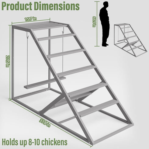 Set Chicken Perch for Coop with Ladder, Chicken Roosting Bars for Chickens in Coop with Swing Wooden Run Accessories