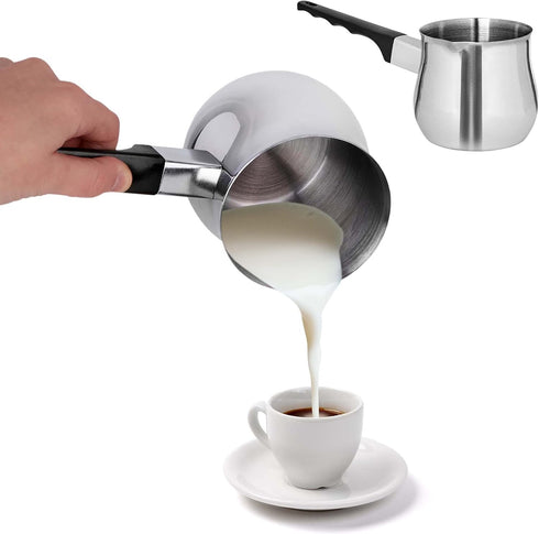 Stock Your Home 24oz Turkish Coffee Pot Set - Small Saucepan Coffee Maker with Lid, Stainless Steel Milk Warmer Pots