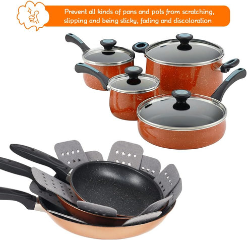 BYKITCHEN Pan and Pot Protectors, Set of 6 Larger & Thicker Protectors with Stars, Different Sizes for Cookware