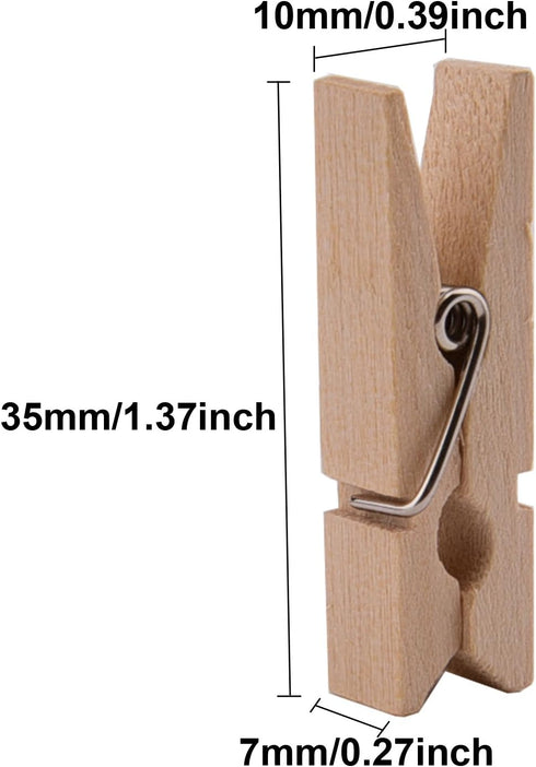320 Feet Jute Twine and 100 Mini Natural Wooden Craft Clothespins Pegs Clips