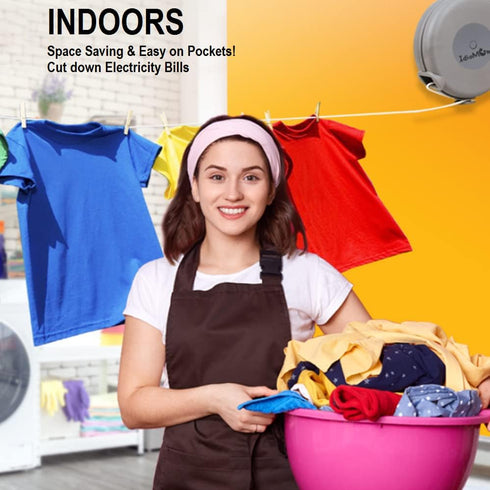 Retractable Clothesline, Heavy Duty 40 Feet PVC Clothes Line with Wall Mount for Drying Clothes with 12 ClothesPins