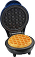 Classic Mini Waffle Maker by Select Brands: Cobalt Blue Non-Stick Iron for Traditional, Savory or Dessert Mini Waffles