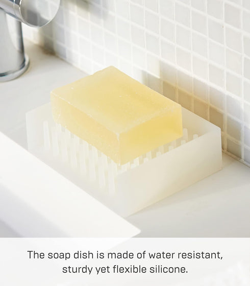 YAMAZAKI home 2992 Self Draining Soap Tray - Floating Holder Dish for Sink, One Size, Clear