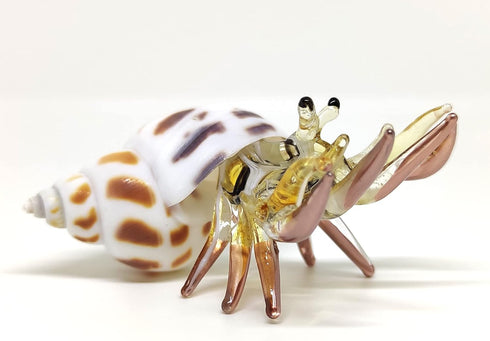 Seashell Hermit Crab Miniature Figurines Beach Animals Hand Blown Glass Art Collectible Gift Decorate - Spotted Babylon