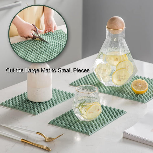 Colinda Silicone Dish and Cup Drying Mat, Extra Large Trivet for Hot Dishes, 16" x 11.5", Orange