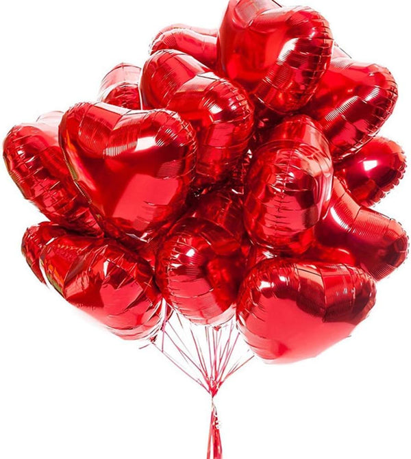 Finypa 25pcs Red Heart Shape Foil Mylar Balloons 18" for Valentine's Day, Birthday Party, Wedding Decor, Engagement