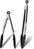 Anaeat Non-Stick Silicone Locking Tongs Set of 2 - 9" and 12" Stainless Steel Kitchen Food Tongs with Non-Slip Tips