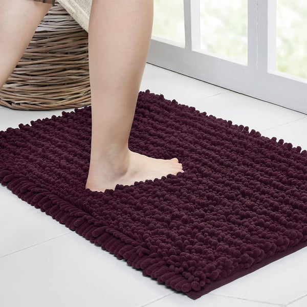 Walensee Bathroom Rug Non Slip Bath Mat, 36x24 Inch Plum Purple, Water Absorbent Super Soft Shaggy Chenille Machine