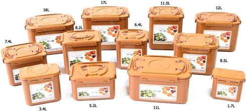 e-jen Premium Kimchi, Sauerkraut Container for Probiotic Fermentation, Inner Vacuum Lid, Earthenware Brown, 0.45 gal