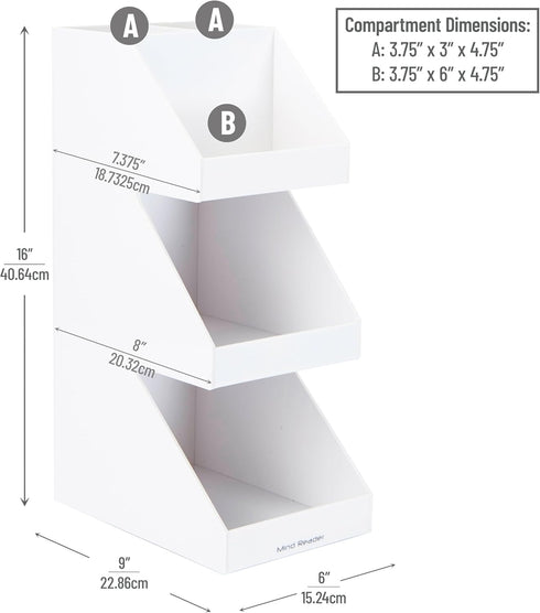 Mind Reader Coffee Tea Utensil and Condiment Station, Countertop Organizer for Kitchen, 6"L x 9"W x 16"H, White