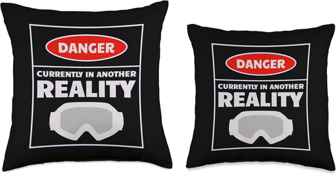 Danger Currently In Another Reality, 2024 Fun VR Gamer Gift Throw Pillow