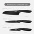 hecef Black Kitchen Knife Set of 3, Sharp Knives with Stainless Steel Blade & Lightweight Handle, Non-stick Black Coating Chef Knife Set includes 7" Santoku Knife, 5"Utility Knife and 3.5"Paring Knife by hecef