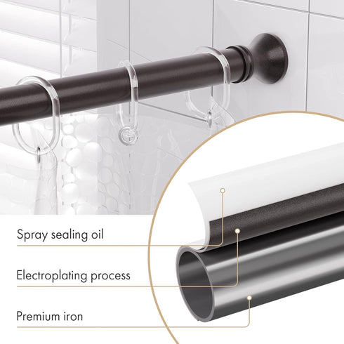 Amazer Spring Tension Shower Curtain Rod, 26-42 Inches Rust-Resistance Adjustable Bathroom Rod, No Drill, Bronze