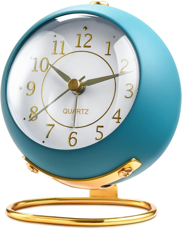 Tetino Analog Alarm Clocks,Retro Backlight Cute Simple Design Small Desk Clock with