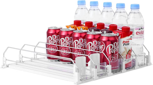 SZNLZQ Drink Organizer for Fridge-White Automatic Pusher Glide,12oz 16oz 20oz-Soda Dispenser for Fridge-Holds
