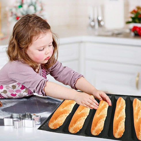 5 Loaf Silicone Bread Mold - Flexible Reusable Non-Stick Baking Mould with Perforated Forms