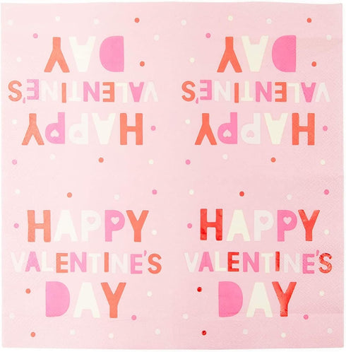 Sparkle and Bash 100-Pack Valentine’s Day Napkins - 5 x 5-Inch Folded Pink Paper - 3-Ply Soft Absorbent