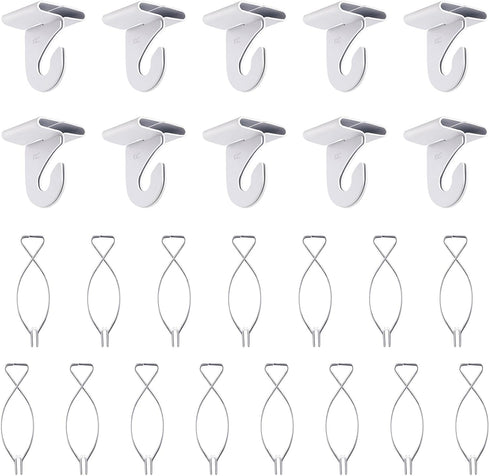25 Pair Heavy Duty Suspended Aluminum Drop Ceiling Hooks, Metal T-Bar Track Clip Hanger Kit for Home Classroom Office &