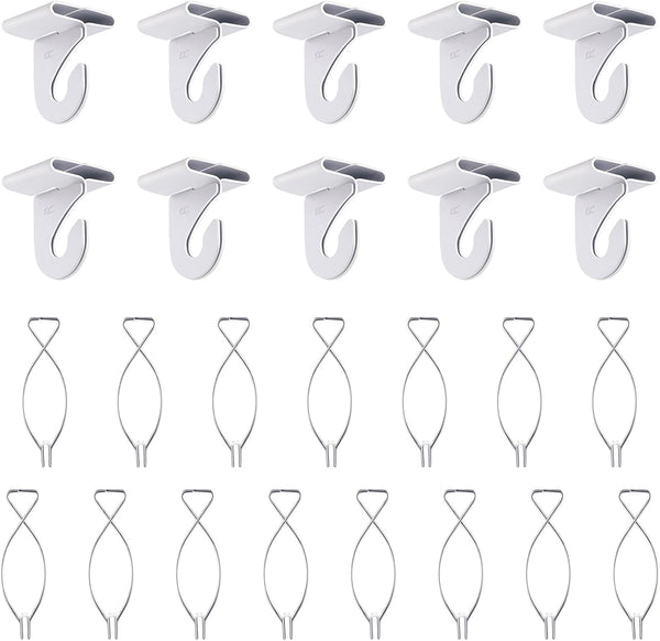 25 Pair Heavy Duty Suspended Aluminum Drop Ceiling Hooks, Metal T-Bar Track Clip Hanger Kit for Home Classroom Office &