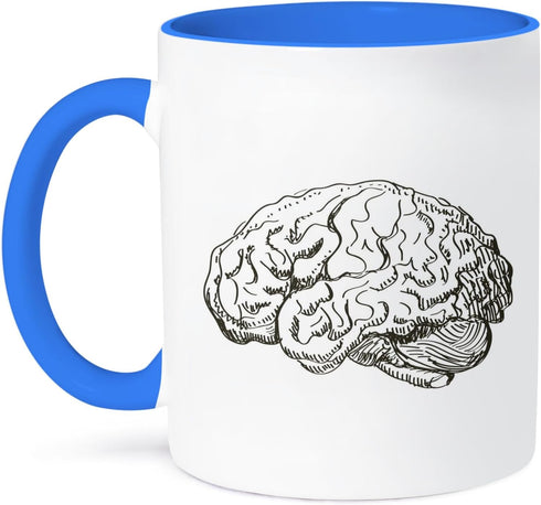 3dRose 15oz Two Tone Blue Coffee Mug, Unique Brain Themed Gifts for Science Lovers