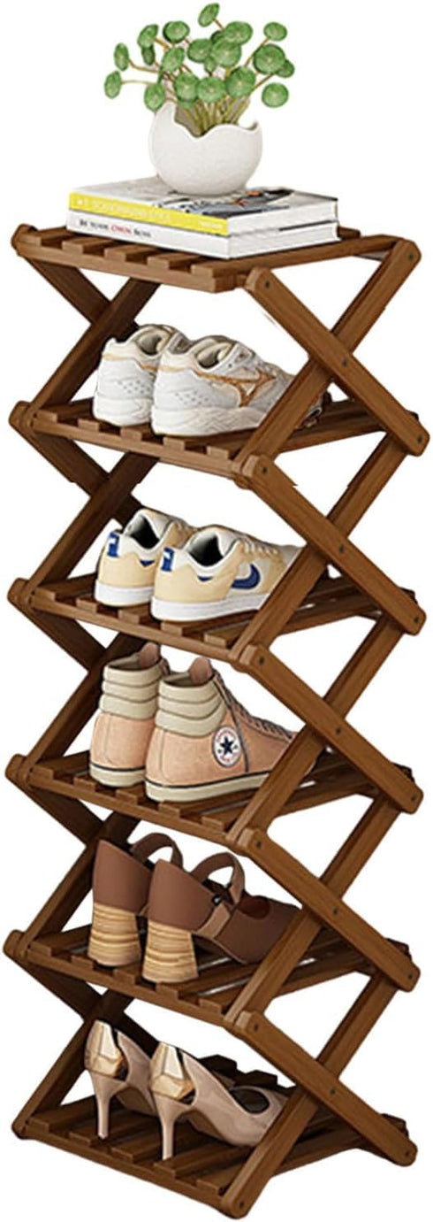 YYW Bamboo Shoe Rack for Entryway,Installation-Free and Foldable Vertical Shoe Storage Organizer,Free